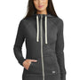 New Era Womens Sueded Full Zip Hooded Sweatshirt Hoodie w/ Pockets - Heather Black