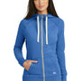 New Era Womens Sueded Full Zip Hooded Sweatshirt Hoodie w/ Pockets - Heather Royal Blue