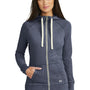New Era Womens Sueded Full Zip Hooded Sweatshirt Hoodie w/ Pockets - Heather Navy Blue