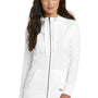 New Era Womens Sueded Full Zip Hooded Sweatshirt Hoodie w/ Pockets - White