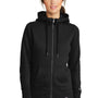New Era Womens Sueded French Terry Full Zip Hooded Sweatshirt Hoodie w/ Pockets - Black