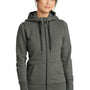 New Era Womens Sueded French Terry Full Zip Hooded Sweatshirt Hoodie w/ Pockets - Black Twist