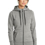 New Era Womens Sueded French Terry Full Zip Hooded Sweatshirt Hoodie w/ Pockets - Light Graphite Grey Twist