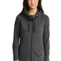 New Era Womens Fleece Full Zip Hooded Sweatshirt Hoodie w/ Pockets - Heather Black