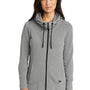 New Era Womens Fleece Full Zip Hooded Sweatshirt Hoodie w/ Pockets - Heather Shadow Grey