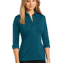 Ogio Womens Gauge Moisture Wicking 3/4 Sleeve Polo Shirt - Throttle Teal Blue
