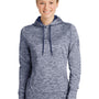 Sport-Tek Womens Electric Heather Moisture Wicking Fleece Hooded Sweatshirt Hoodie w/ Pouch Pocket - True Navy Blue Electric - Closeout