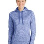 Sport-Tek Womens Electric Heather Moisture Wicking Fleece Hooded Sweatshirt Hoodie w/ Pouch Pocket - True Royal Blue Electric - Closeout