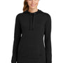 Sport-Tek Womens Moisture Wicking Fleece Hooded Sweatshirt Hoodie w/ Pouch Pocket - Black