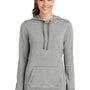 Sport-Tek Womens Moisture Wicking Fleece Hooded Sweatshirt Hoodie w/ Pouch Pocket - Heather Light Grey - Closeout