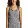 Sport-Tek Womens Electric Heather Moisture Wicking Tank Top - Black Electric/Black - Closeout