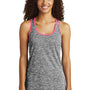Sport-Tek Womens Electric Heather Moisture Wicking Tank Top - Black Electric/Neon Pink - Closeout