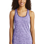 Sport-Tek Womens Electric Heather Moisture Wicking Tank Top - Purple Electric/Purple - Closeout