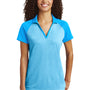 Sport-Tek Womens RacerMesh Moisture Wicking Short Sleeve Polo Shirt - Heather Pond Blue/Pond Blue - Closeout