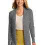 Port Authority Womens Long Sleeve Cardigan Sweater - Heather Medium Grey - Closeout