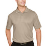 Harriton Mens Advantage Performance Moisture Wicking Short Sleeve Polo Shirt - Khaki