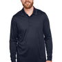 Harriton Mens Advantage Performance Moisture Wicking Long Sleeve Polo Shirt - Dark Navy Blue