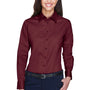 Harriton Womens Wrinkle Resistant Long Sleeve Button Down Shirt - Wine - Closeout