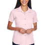 Harriton Womens Bahama Wrinkle Resistant Short Sleeve Button Down Camp Shirt - Blush Pink - Closeout