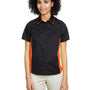 Harriton Womens Flash Colorblock Wrinkle Resistant Short Sleeve Button Down Shirt - Black/Team Orange - Closeout