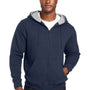 Harriton Mens Climabloc Water Resistant Full Zip Hooded Sweatshirt Hoodie w/ Pockets - Dark Navy Blue