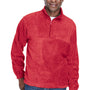 Harriton Mens Pill Resistant Fleece 1/4 Zip Sweatshirt w/ Pockets - Red
