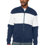 Nautica Mens Anchor Bomber Full Zip Fleece Jacket - Navy Blue/White - Closeout