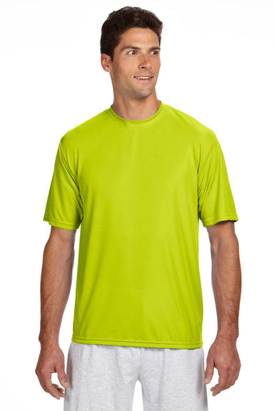 A4 N3142 Mens Performance Moisture Wicking Short Sleeve Crewneck T-Shirt Safety Yellow Model Front