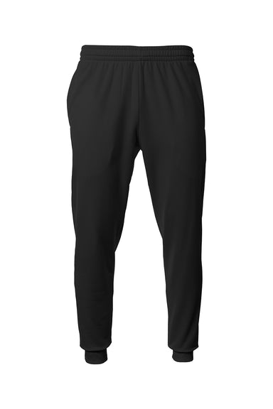 A4 N6213 Mens Sprint Tech Fleece Jogger Sweatpants w/ Pockets Black Flat Front