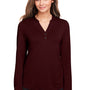 North End Womens Jaq Performance Moisture Wicking Long Sleeve Polo Shirt - Burgundy