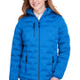North End Womens Loft Waterproof Full Zip Hooded Puffer Jacket - Olympic Blue/Carbon Grey - Closeout