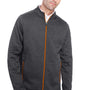 North End Mens Flux 2.0 Fleece Water Resistant Full Zip Jacket - Heather Black/Orange Soda