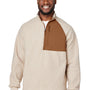 North End Mens Aura Sweater Fleece 1/4 Zip Sweatshirt w/ Pockets - Heather Oatmeal/Teak