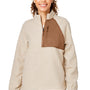 North End Womens Aura Sweater Fleece 1/4 Zip Sweatshirt w/ Pockets - Heather Oatmeal/Teak