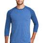 New Era Mens Heritage 3/4 Sleeve Crewneck T-Shirt - Royal Blue/Heather Royal Blue
