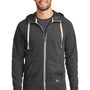 New Era Mens Sueded Full Zip Hooded Sweatshirt Hoodie w/ Pockets - Heather Black