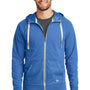 New Era Mens Sueded Full Zip Hooded Sweatshirt Hoodie w/ Pockets - Heather Royal Blue