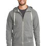 New Era Mens Sueded Full Zip Hooded Sweatshirt Hoodie w/ Pockets - Heather Shadow Grey