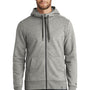 New Era Mens Sueded French Terry Full Zip Hooded Sweatshirt Hoodie w/ Pockets - Light Graphite Grey Twist