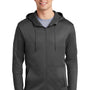 Nike Mens Therma-Fit Moisture Wicking Fleece Full Zip Hooded Sweatshirt Hoodie w/ Pockets - Anthracite Grey