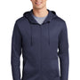 Nike Mens Therma-Fit Moisture Wicking Fleece Full Zip Hooded Sweatshirt Hoodie w/ Pockets - Midnight Navy Blue