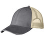 Adams Hats Mens Distressed Ollie Adjustable Trucker Hat - Charcoal Grey/Tan