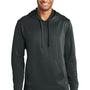 Port & Company Mens Dry Zone Performance Moisture Wicking Fleece Hooded Sweatshirt Hoodie w/ Pouch Pocket - Jet Black