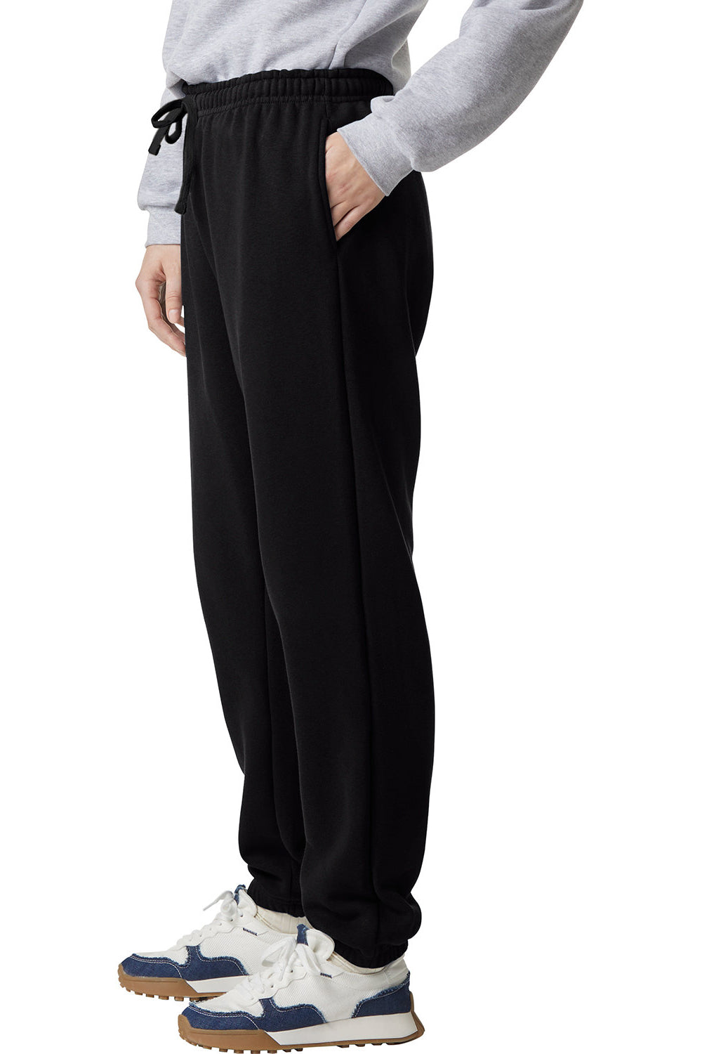 American Apparel RF491 Mens ReFlex Fleece Sweatpants w/ Pockets Black Model Side