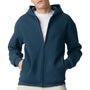 American Apparel Mens ReFlex Fleece Full Zip Hooded Sweatshirt Hoodie w/ Pockets - Sea Blue