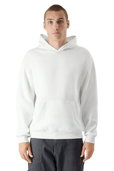 American Apparel RF498 Mens ReFlex Fleece Hooded Sweatshirt Hoodie White Model Front