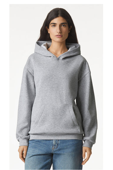 American Apparel RF498 Mens ReFlex Fleece Hooded Sweatshirt Hoodie Heather Grey Model Front