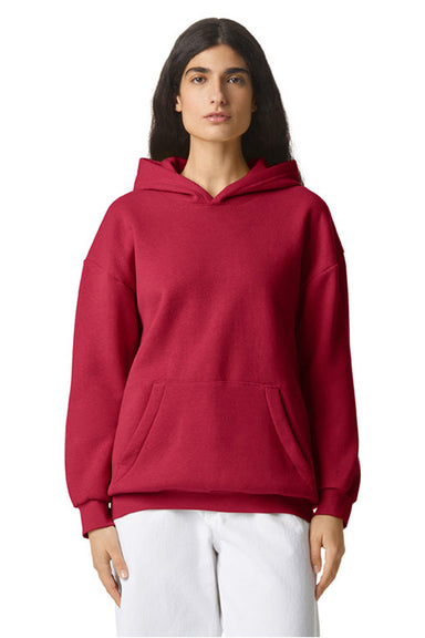 American Apparel RF498 Mens ReFlex Fleece Hooded Sweatshirt Hoodie Cardinal Red Model Front