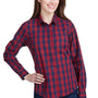 Artisan Collection Womens Mulligan Check Long Sleeve Button Down Shirt - Red/Navy Blue