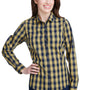 Artisan Collection Womens Mulligan Check Long Sleeve Button Down Shirt - Camel Brown/Navy Blue